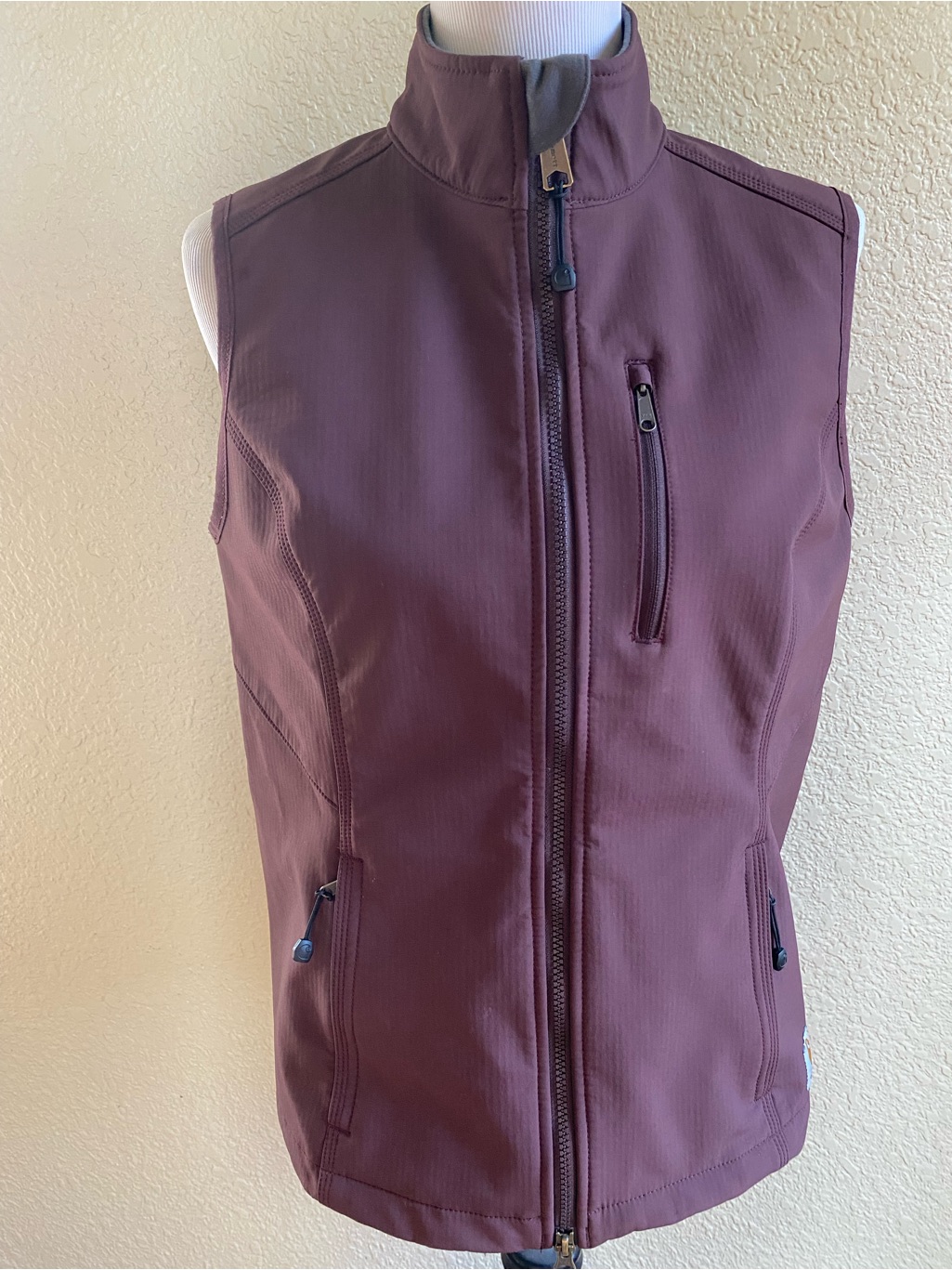 Carharrt Denwood Vest Jacket Sleeveless Dark Red Burgundy Softshell Outdoor: M